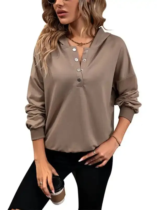 Women’s new solid color knitted long hooded sweatshirt