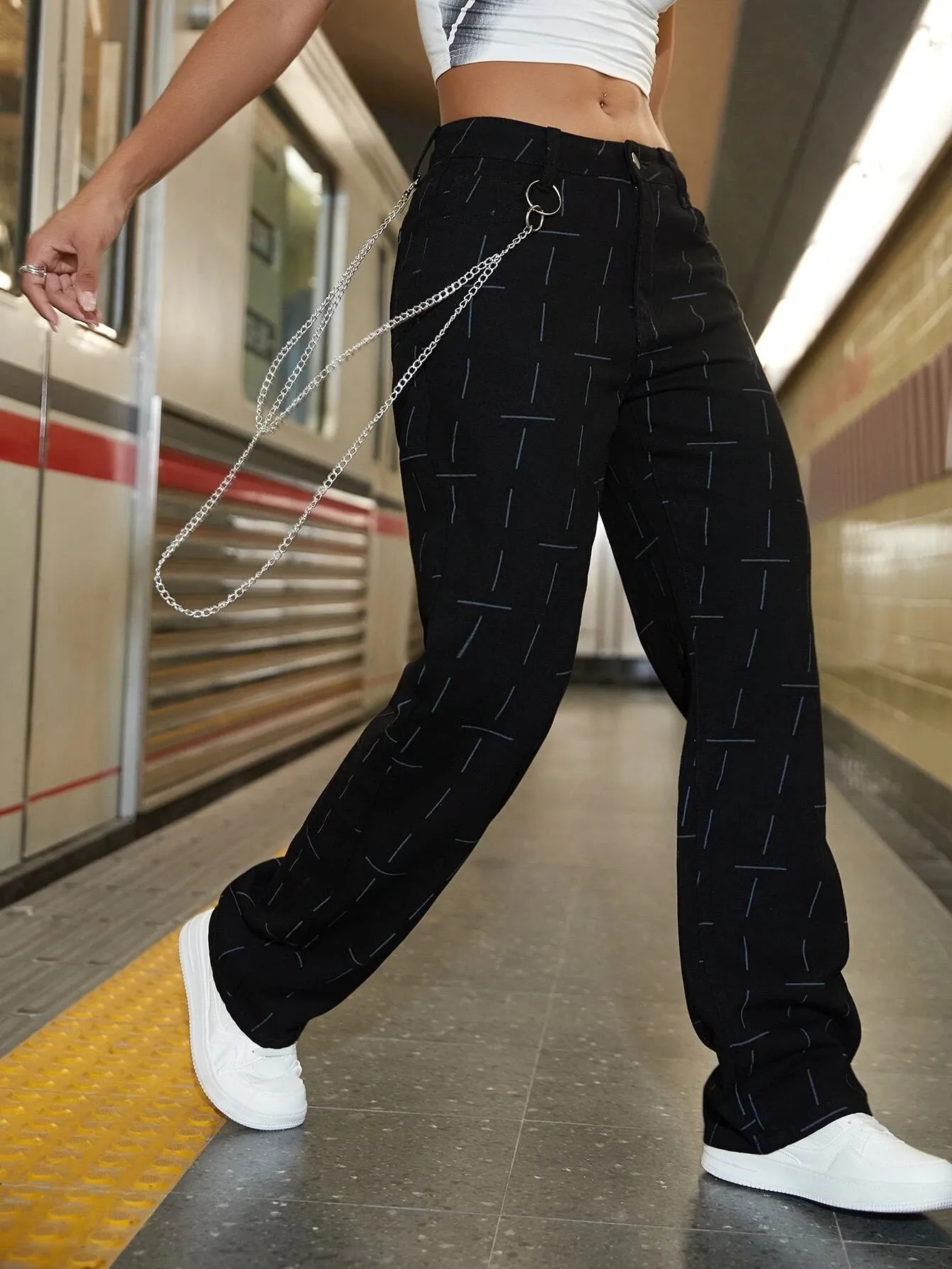Zipper Chain Pocket Cargo Pant